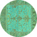 Round Oriental Turquoise Traditional Rug, abs1732turq