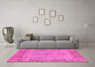 Machine Washable Oriental Pink Traditional Rug in a Living Room, wshabs1732pnk