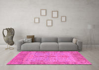 Machine Washable Oriental Pink Traditional Rug, wshabs1732pnk