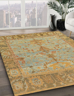 Abstract Sedona Brown Oriental Rug in Family Room, abs1732