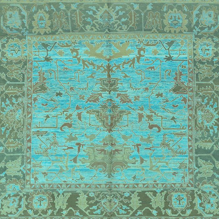 Square Machine Washable Oriental Light Blue Traditional Rug, wshabs1732lblu