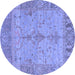 Round Oriental Blue Traditional Rug, abs1732blu