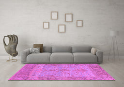 Machine Washable Oriental Purple Traditional Area Rugs in a Living Room, wshabs1732pur