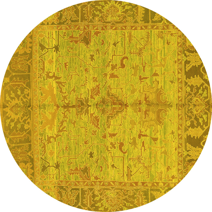 Round Oriental Yellow Traditional Rug, abs1732yw