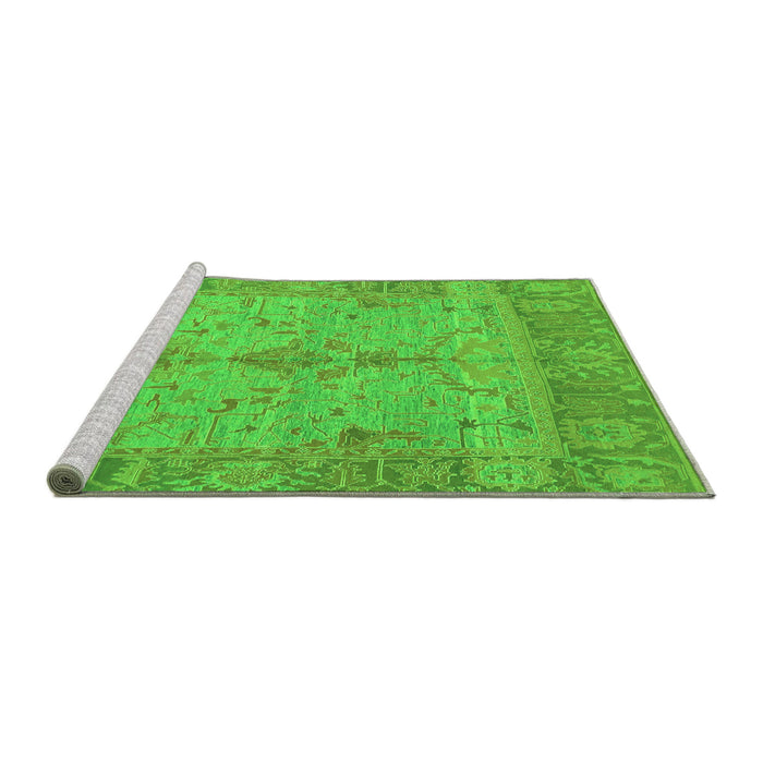 Sideview of Machine Washable Oriental Green Traditional Area Rugs, wshabs1732grn