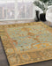 Abstract Sedona Brown Oriental Rug in Family Room, abs1732