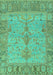 Machine Washable Oriental Turquoise Traditional Area Rugs, wshabs1732turq