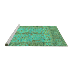 Sideview of Machine Washable Oriental Turquoise Traditional Area Rugs, wshabs1732turq