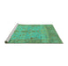 Sideview of Machine Washable Oriental Turquoise Traditional Area Rugs, wshabs1732turq