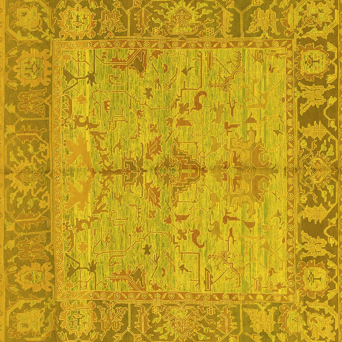 Square Machine Washable Oriental Yellow Traditional Rug, wshabs1732yw