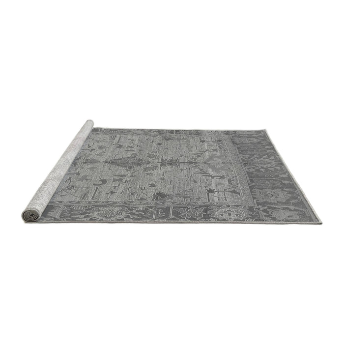Sideview of Machine Washable Oriental Gray Traditional Rug, wshabs1732gry