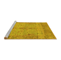 Sideview of Machine Washable Oriental Yellow Traditional Rug, wshabs1732yw