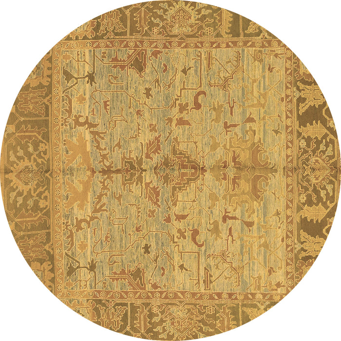 Round Machine Washable Oriental Brown Traditional Rug, wshabs1732brn