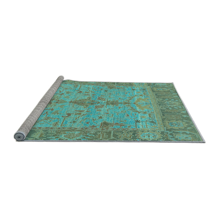 Sideview of Machine Washable Oriental Light Blue Traditional Rug, wshabs1732lblu
