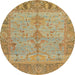 Round Machine Washable Abstract Sedona Brown Rug, wshabs1732