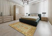 Abstract Sedona Brown Oriental Rug in a Bedroom, abs1732