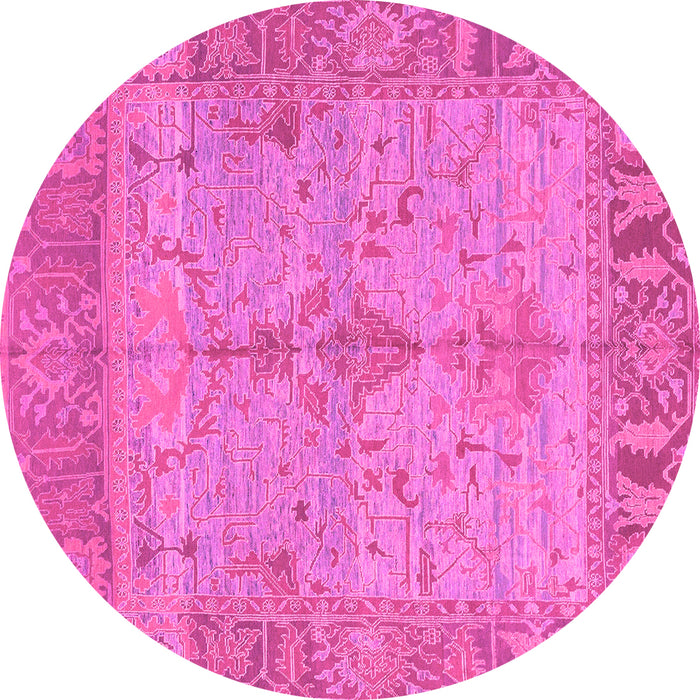 Round Oriental Pink Traditional Rug, abs1732pnk
