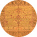 Round Machine Washable Oriental Orange Traditional Area Rugs, wshabs1732org