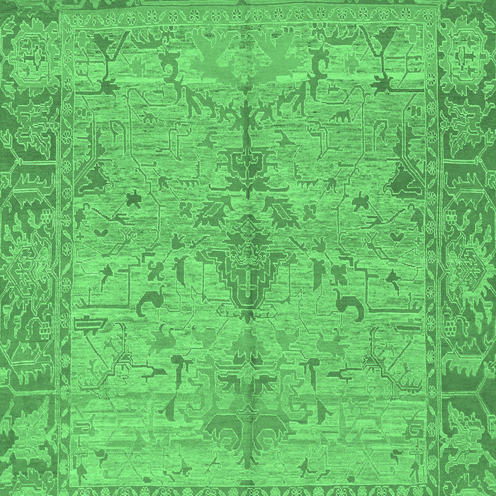 Machine Washable Oriental Emerald Green Traditional Area Rugs, wshabs1732emgrn