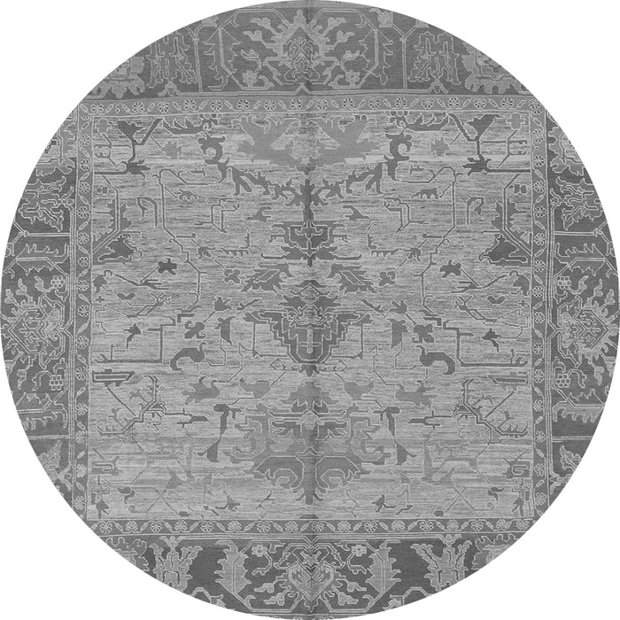 Round Machine Washable Oriental Gray Traditional Rug, wshabs1732gry