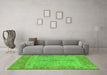 Machine Washable Oriental Green Traditional Area Rugs in a Living Room,, wshabs1732grn