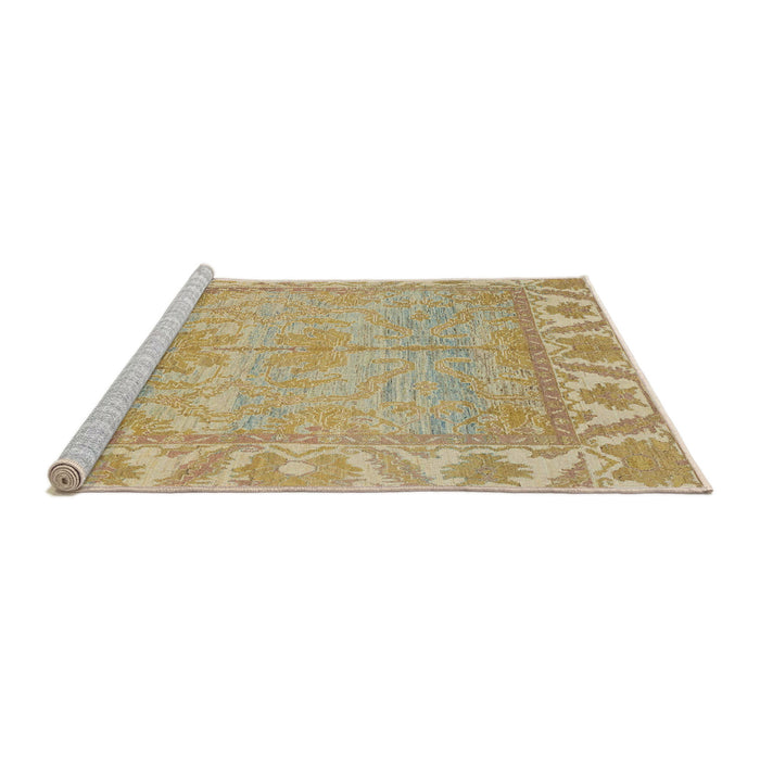 Sideview of Machine Washable Abstract Yellow Rug, wshabs1733