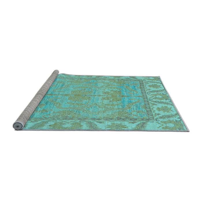 Sideview of Machine Washable Oriental Light Blue Traditional Rug, wshabs1733lblu