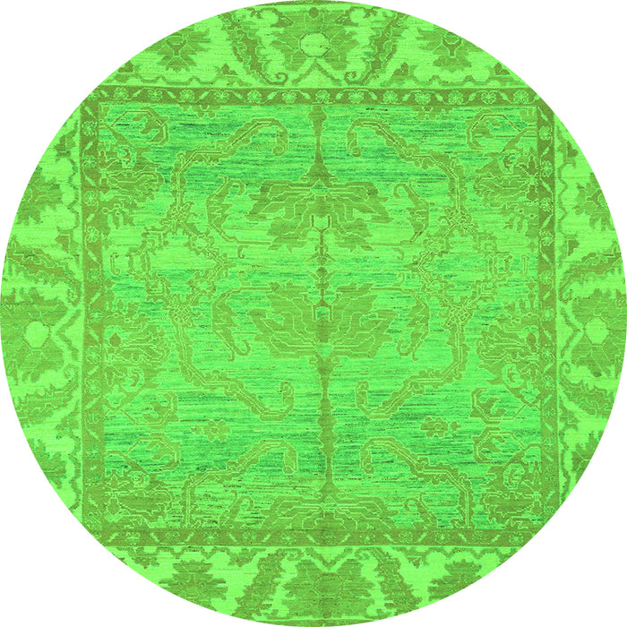 Round Oriental Green Traditional Rug, abs1733grn