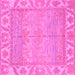 Square Machine Washable Oriental Pink Traditional Rug, wshabs1733pnk