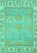 Machine Washable Oriental Turquoise Traditional Area Rugs, wshabs1733turq