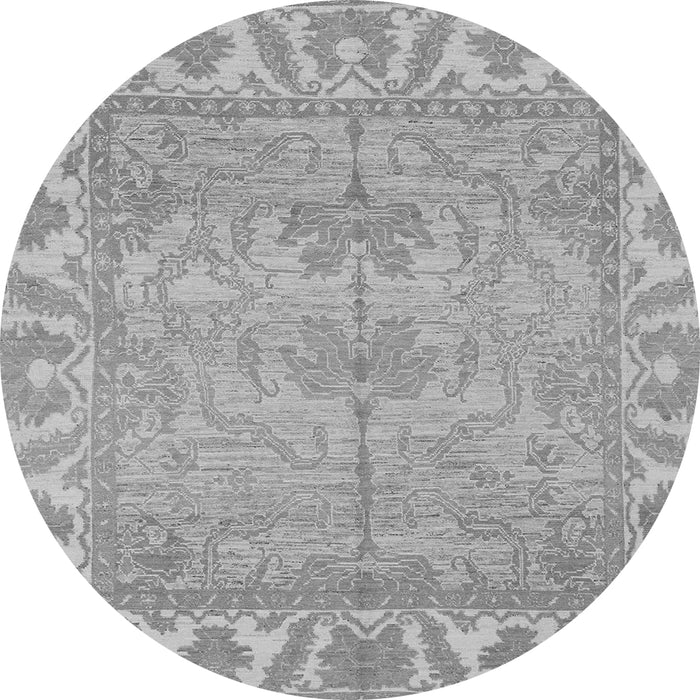 Round Machine Washable Oriental Gray Traditional Rug, wshabs1733gry