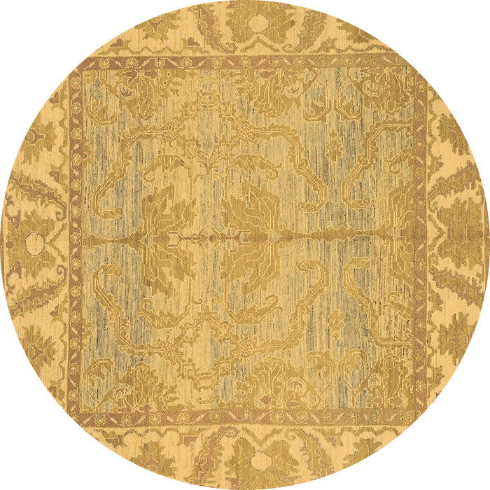 Round Machine Washable Oriental Brown Traditional Rug, wshabs1733brn