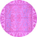 Round Oriental Purple Traditional Rug, abs1733pur