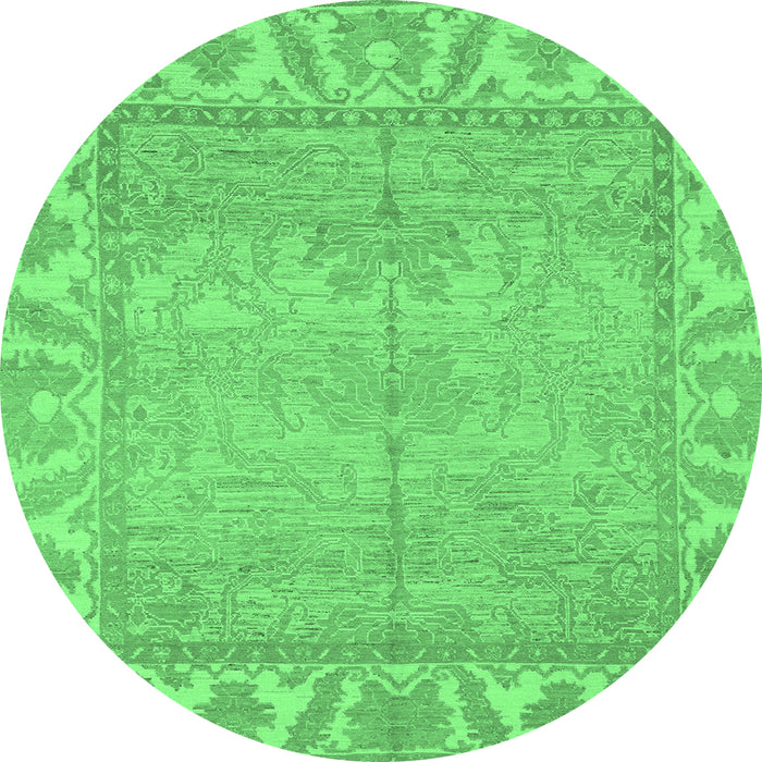 Round Oriental Emerald Green Traditional Rug, abs1733emgrn