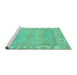 Sideview of Machine Washable Oriental Turquoise Traditional Area Rugs, wshabs1733turq