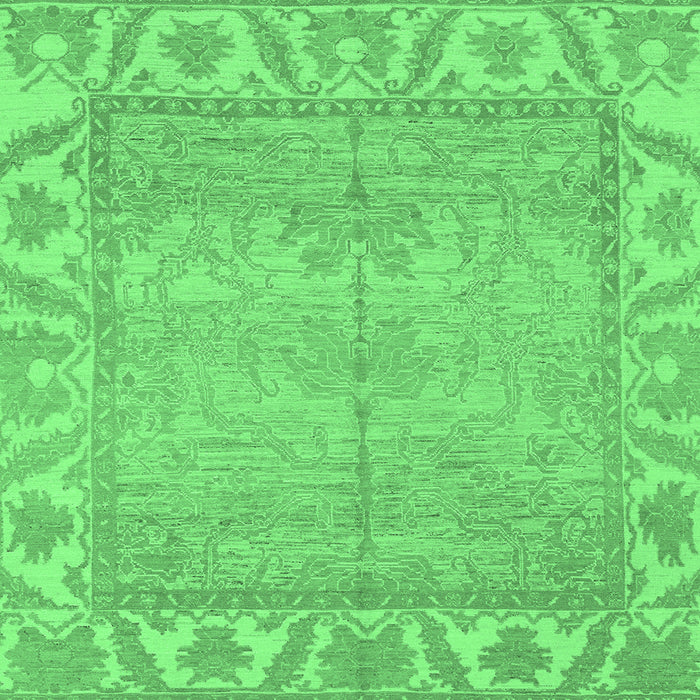 Square Machine Washable Oriental Emerald Green Traditional Area Rugs, wshabs1733emgrn