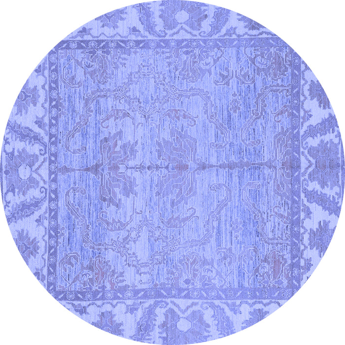 Round Oriental Blue Traditional Rug, abs1733blu