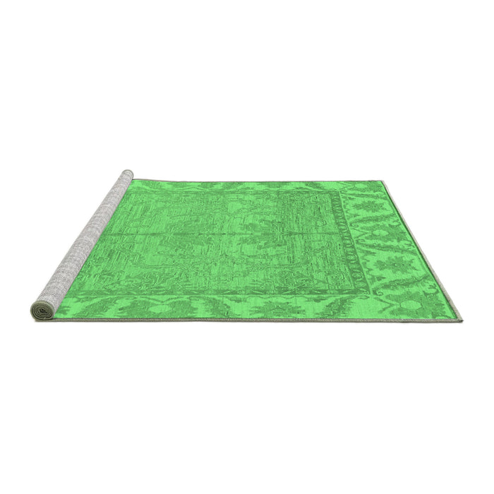 Sideview of Machine Washable Oriental Emerald Green Traditional Area Rugs, wshabs1733emgrn