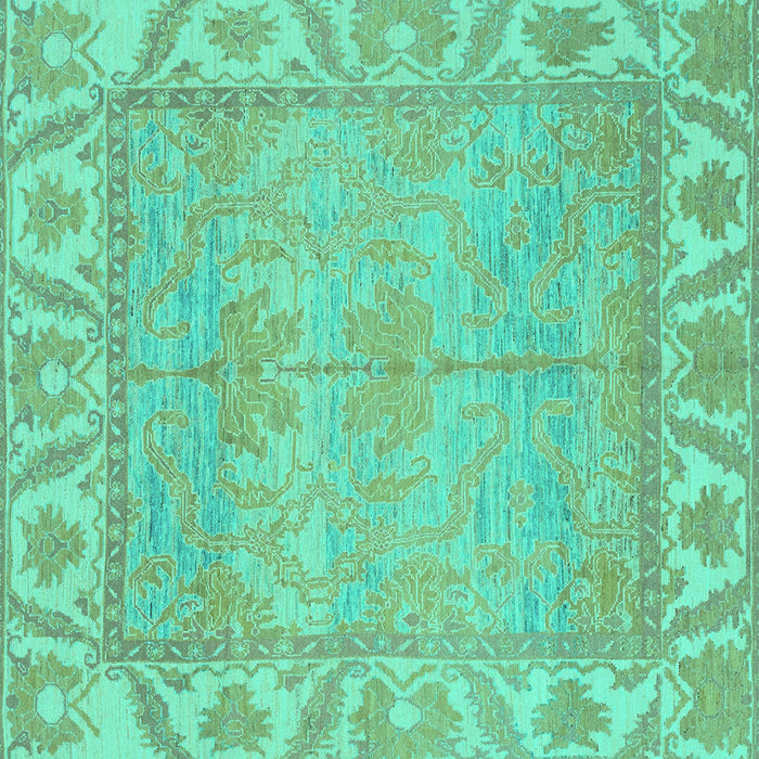 Square Machine Washable Oriental Turquoise Traditional Area Rugs, wshabs1733turq