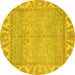 Round Oriental Yellow Traditional Rug, abs1733yw