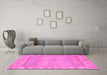 Machine Washable Oriental Pink Traditional Rug in a Living Room, wshabs1733pnk