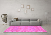 Machine Washable Oriental Pink Traditional Rug, wshabs1733pnk