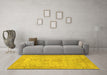 Machine Washable Oriental Yellow Traditional Rug in a Living Room, wshabs1734yw