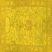 Square Machine Washable Oriental Yellow Traditional Rug, wshabs1734yw