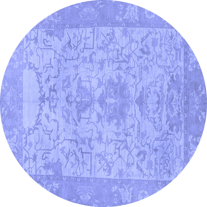 Round Oriental Blue Traditional Rug, abs1734blu
