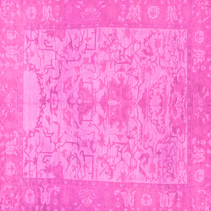 Square Machine Washable Oriental Pink Traditional Rug, wshabs1734pnk