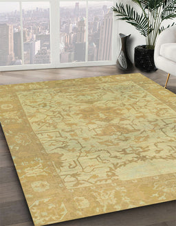 Abstract Orange Gold Oriental Rug in Family Room, abs1734