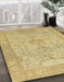 Abstract Orange Gold Oriental Rug in Family Room, abs1734