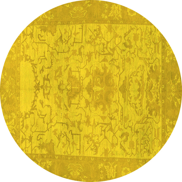 Round Oriental Yellow Traditional Rug, abs1734yw
