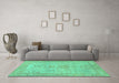 Machine Washable Oriental Turquoise Traditional Area Rugs in a Living Room,, wshabs1734turq